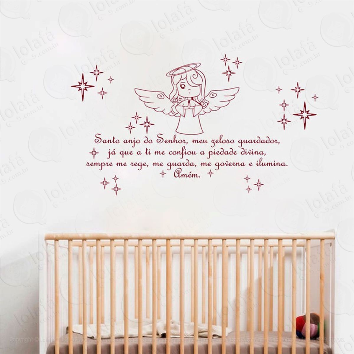 santo anjo adesivo de parede frase personalizada para sala, quarto, porta e vidro - mod:53