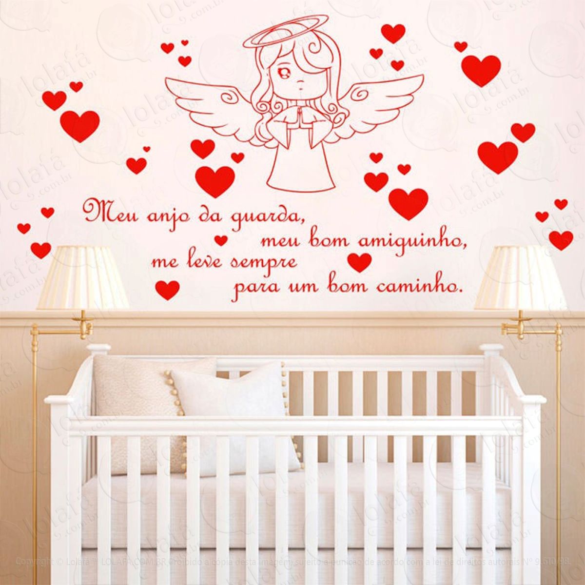 anjo da guarda adesivo de parede frase personalizada para sala, quarto, porta e vidro - mod:54