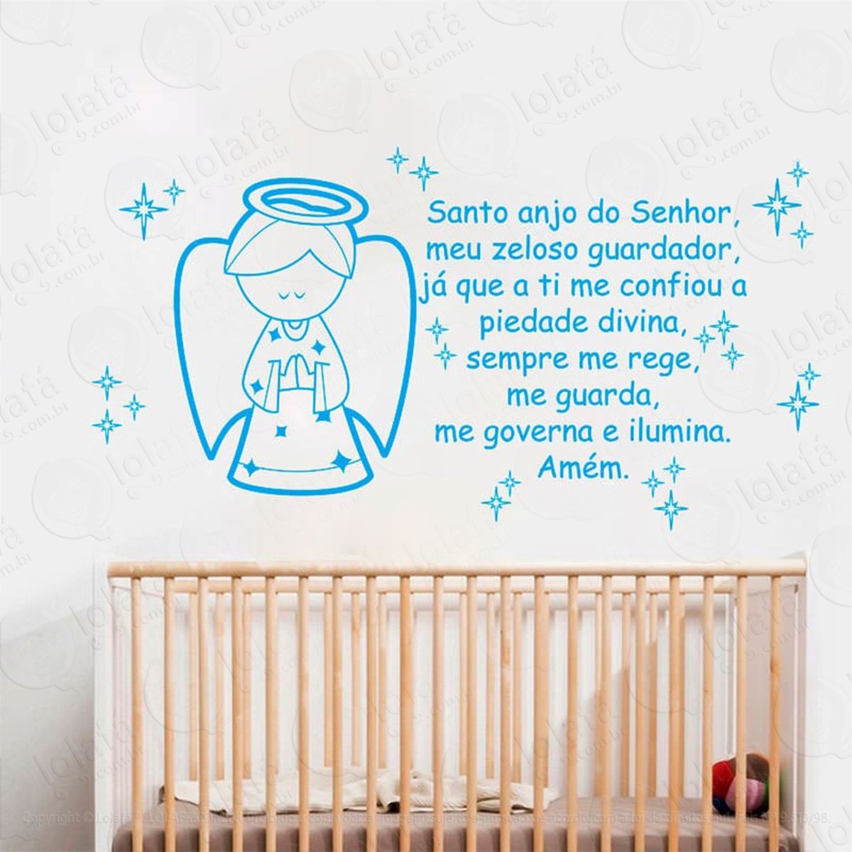 santo anjo adesivo de parede frase personalizada para sala, quarto, porta e vidro - mod:55