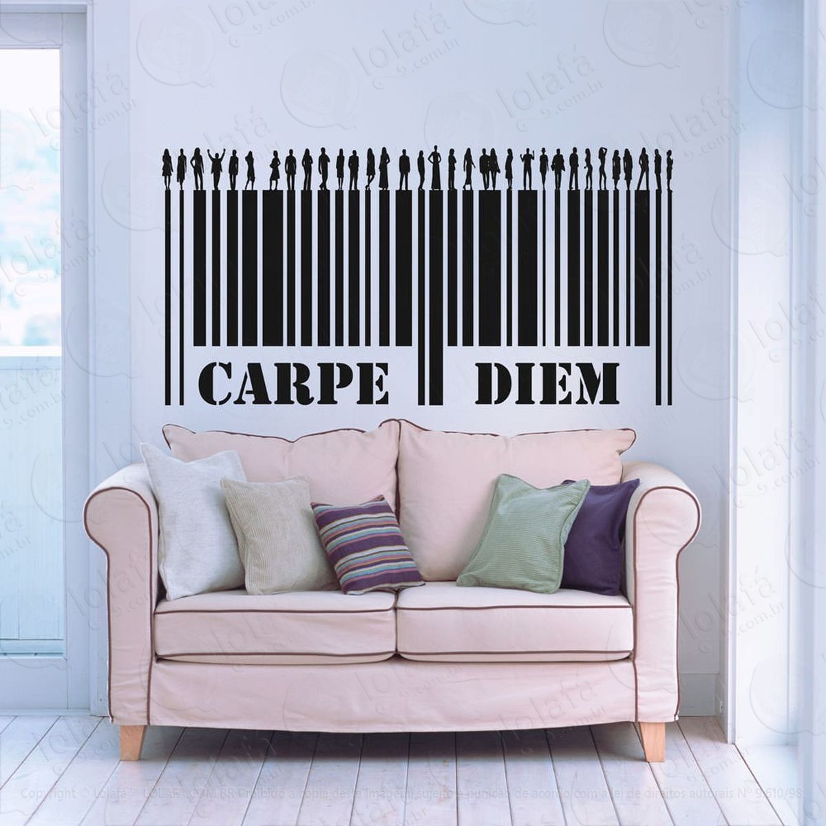 carpe diem adesivo de parede frase personalizada para sala, quarto, porta e vidro - mod:57