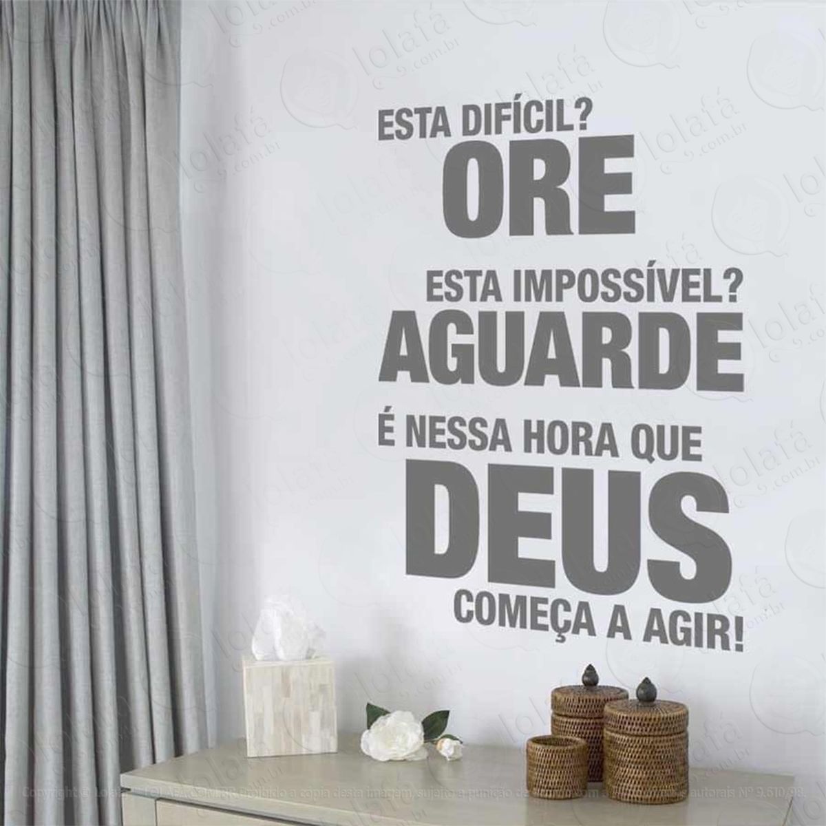 esta difícil? ore! adesivo de parede frase personalizada para sala, quarto, porta e vidro - mod:65