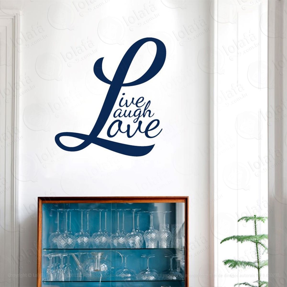 live, laugh, love adesivo de parede frase personalizada para sala, quarto, porta e vidro - mod:70