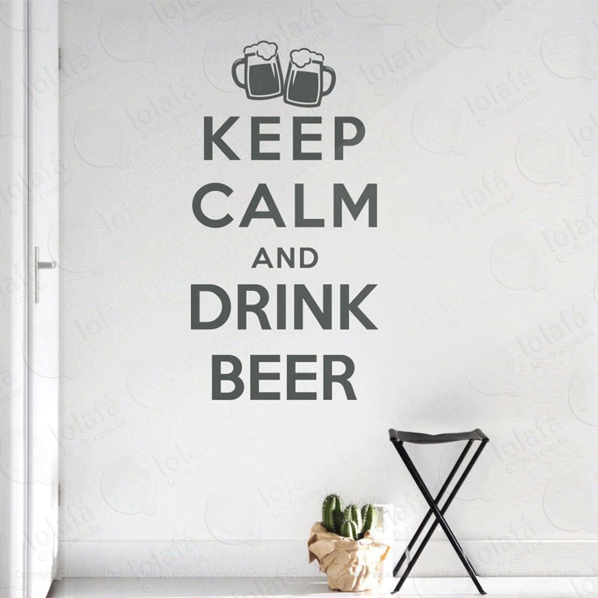 keep calm and drink adesivo de parede frase personalizada para sala, quarto, porta e vidro - mod:73