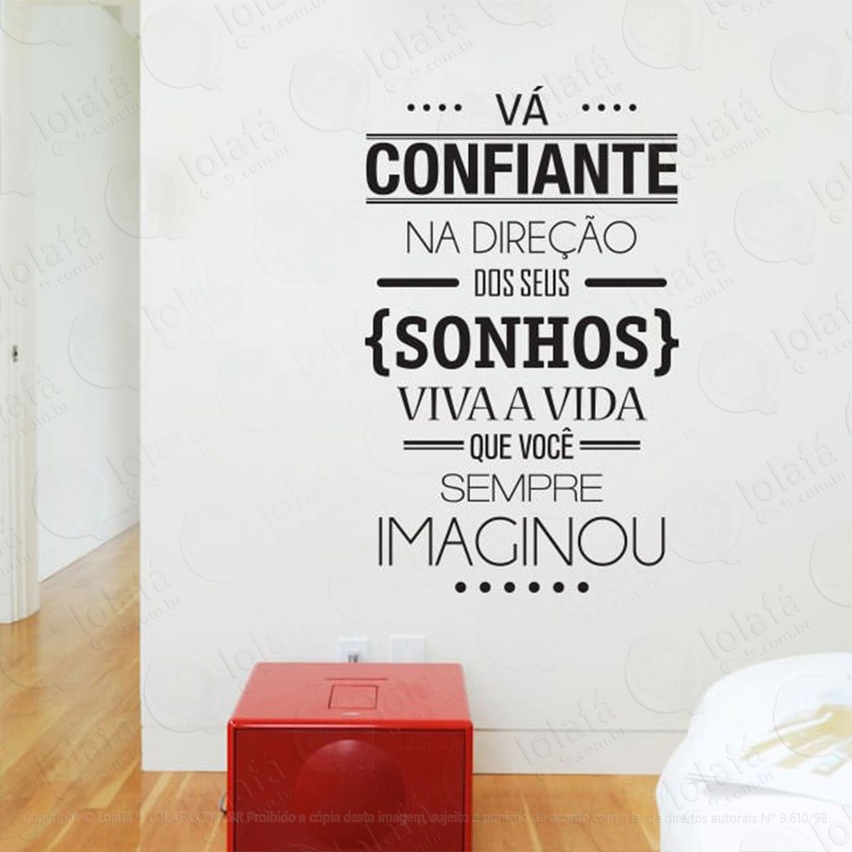 vá confiante adesivo de parede frase personalizada para sala, quarto, porta e vidro - mod:74