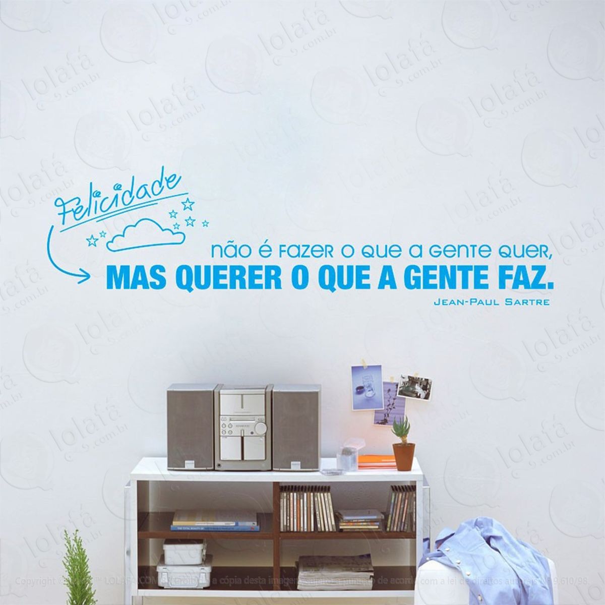 felicidade adesivo de parede frase personalizada para sala, quarto, porta e vidro - mod:75