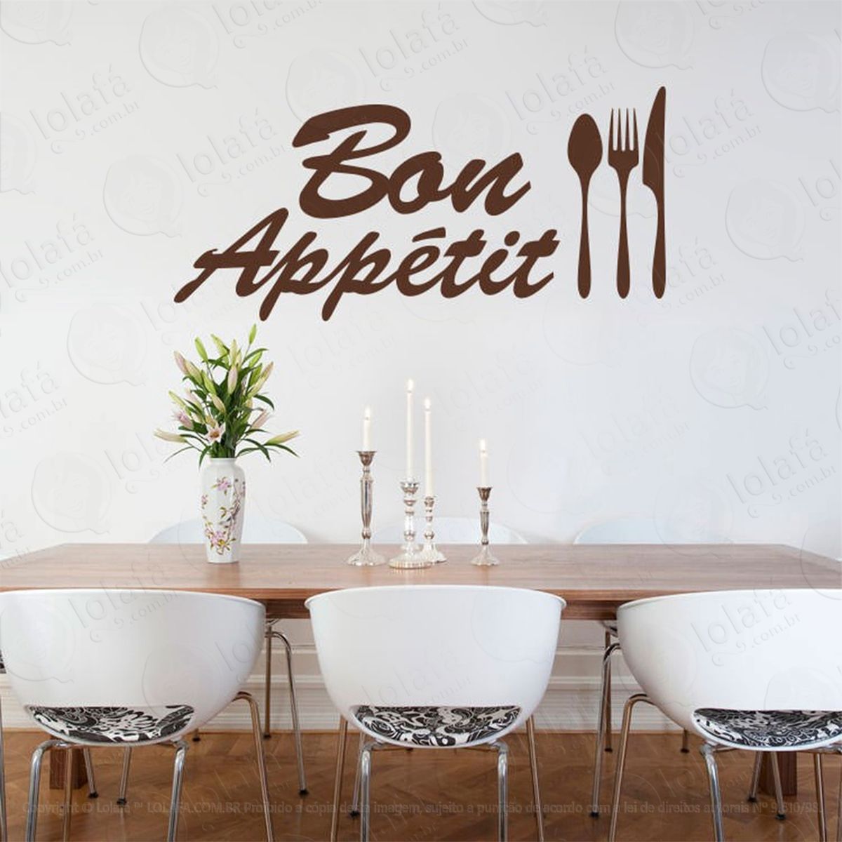 bon appétit adesivo de parede frase personalizada para sala, quarto, porta e vidro - mod:77