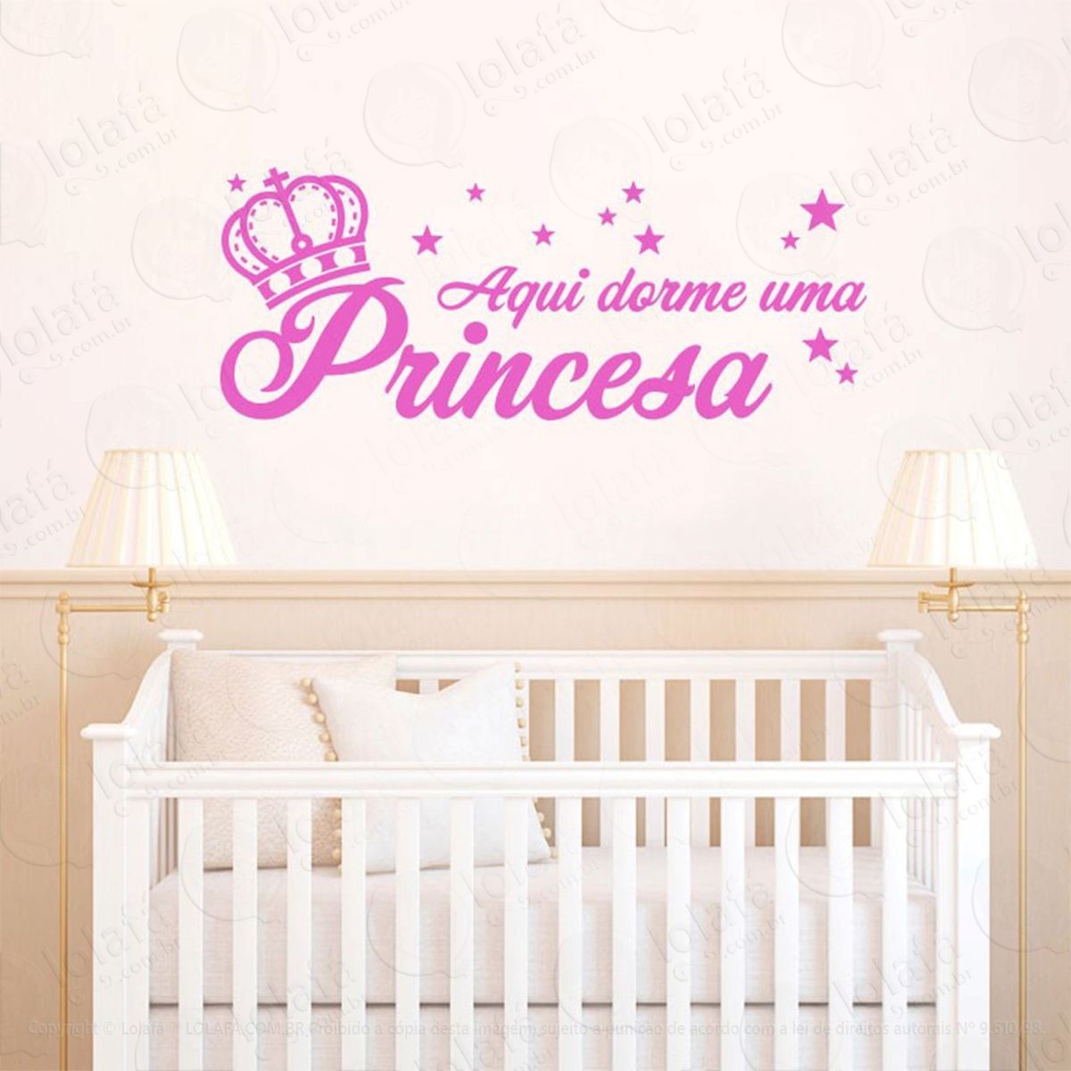aqui dorme uma princesa adesivo de parede frase personalizada para sala, quarto, porta e vidro - mod:83