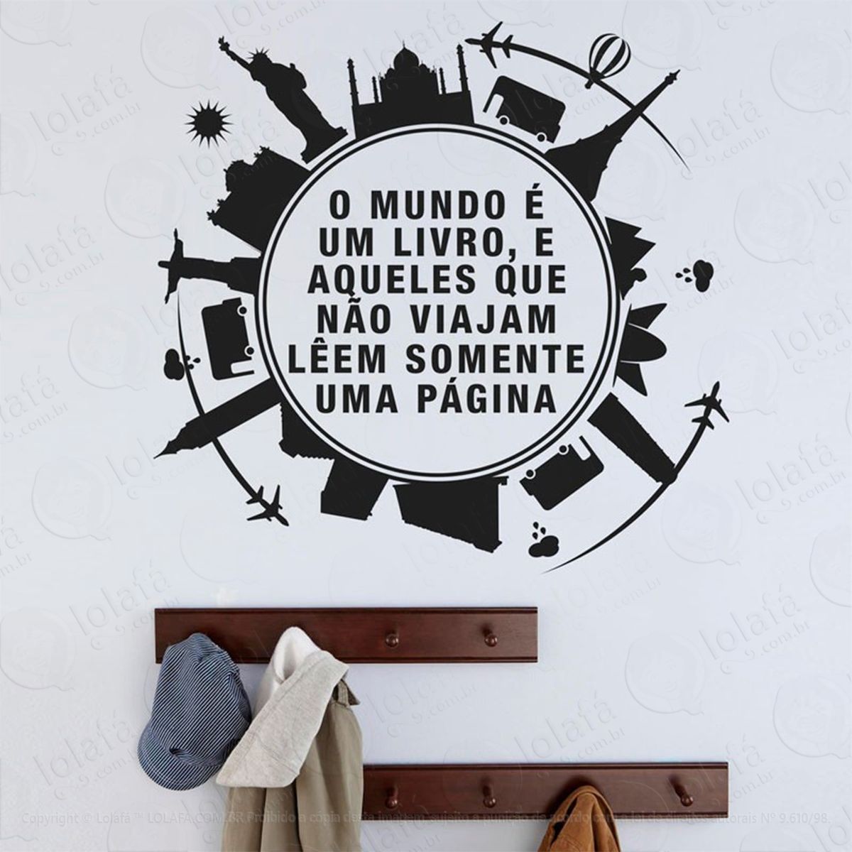 o mundo É um livro adesivo de parede frase personalizada para sala, quarto, porta e vidro - mod:84