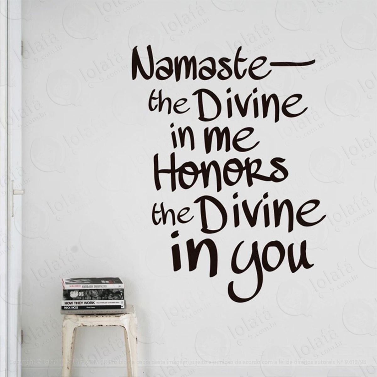 namaste adesivo de parede frase personalizada para sala, quarto, porta e vidro - mod:85