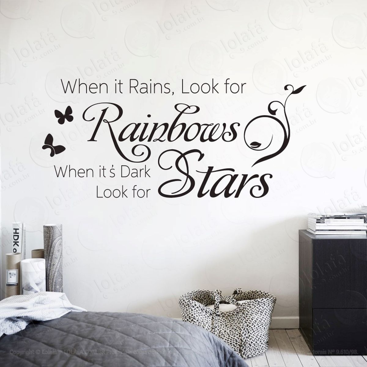 when it rains, look adesivo de parede frase personalizada para sala, quarto, porta e vidro - mod:88