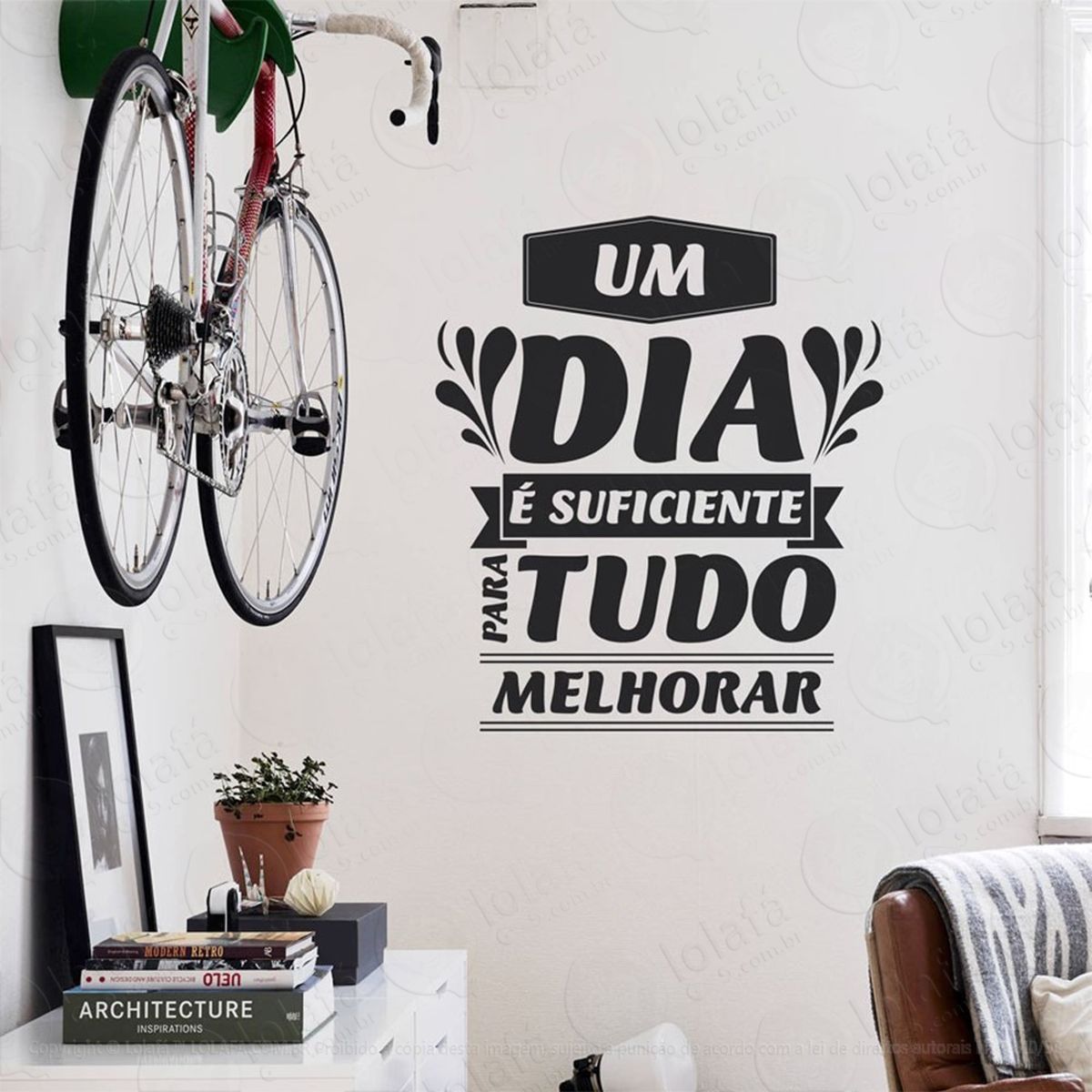 um dia É suficiente adesivo de parede frase personalizada para sala, quarto, porta e vidro - mod:89