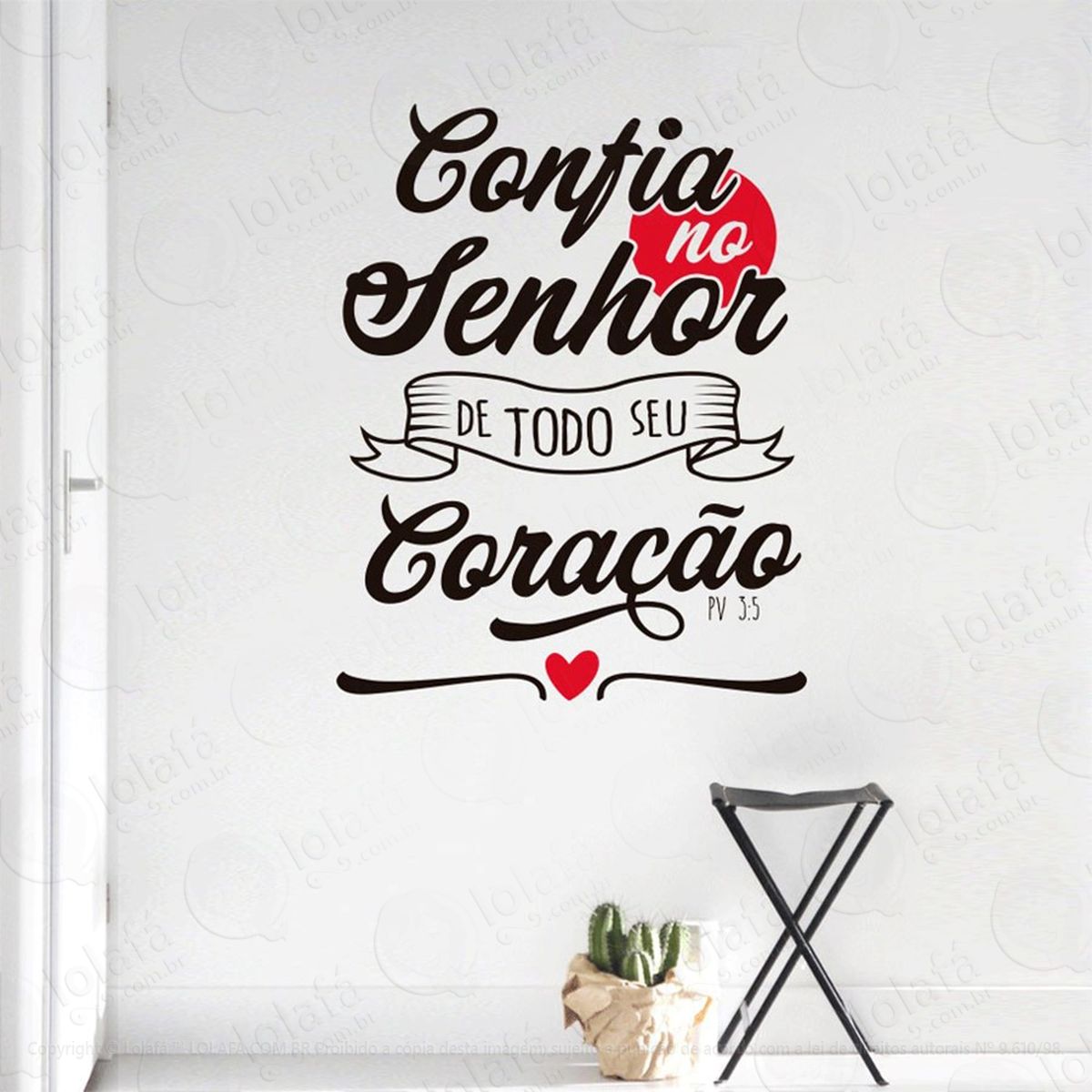 confia no senhor adesivo de parede frase personalizada para sala, quarto, porta e vidro - mod:90