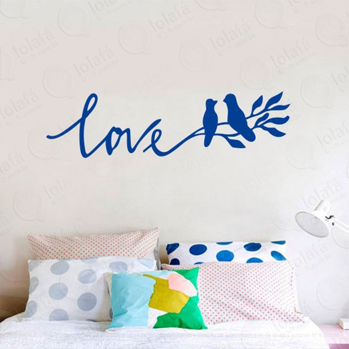 galho love adesivo de parede frase personalizada para sala, quarto, porta e vidro - mod:95