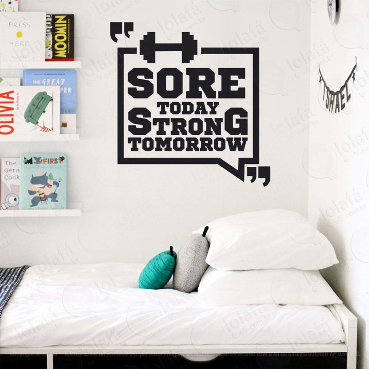 sore today adesivo de parede frase personalizada para sala, quarto, porta e vidro - mod:97