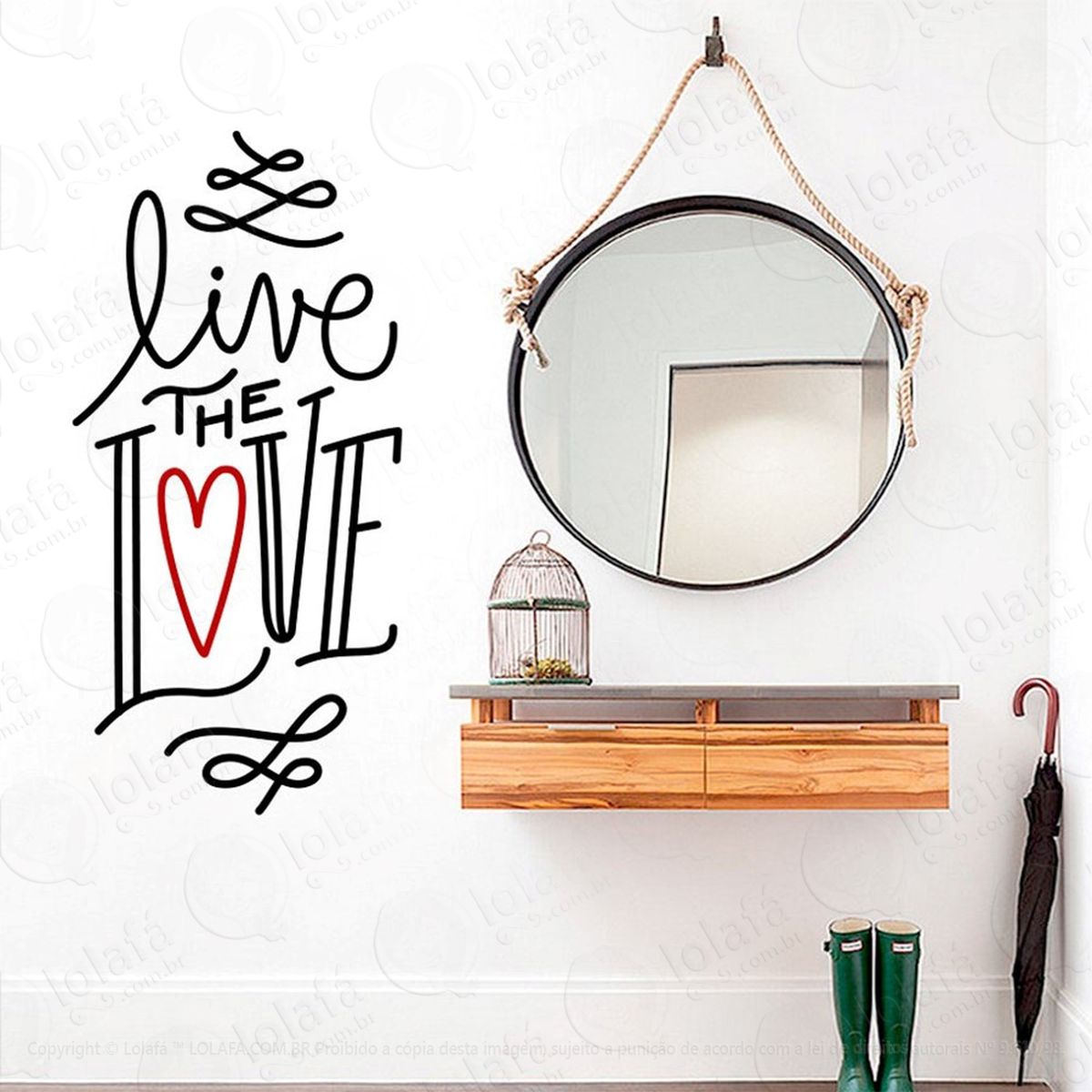 live the love adesivo de parede frase personalizada para sala, quarto, porta e vidro - mod:98