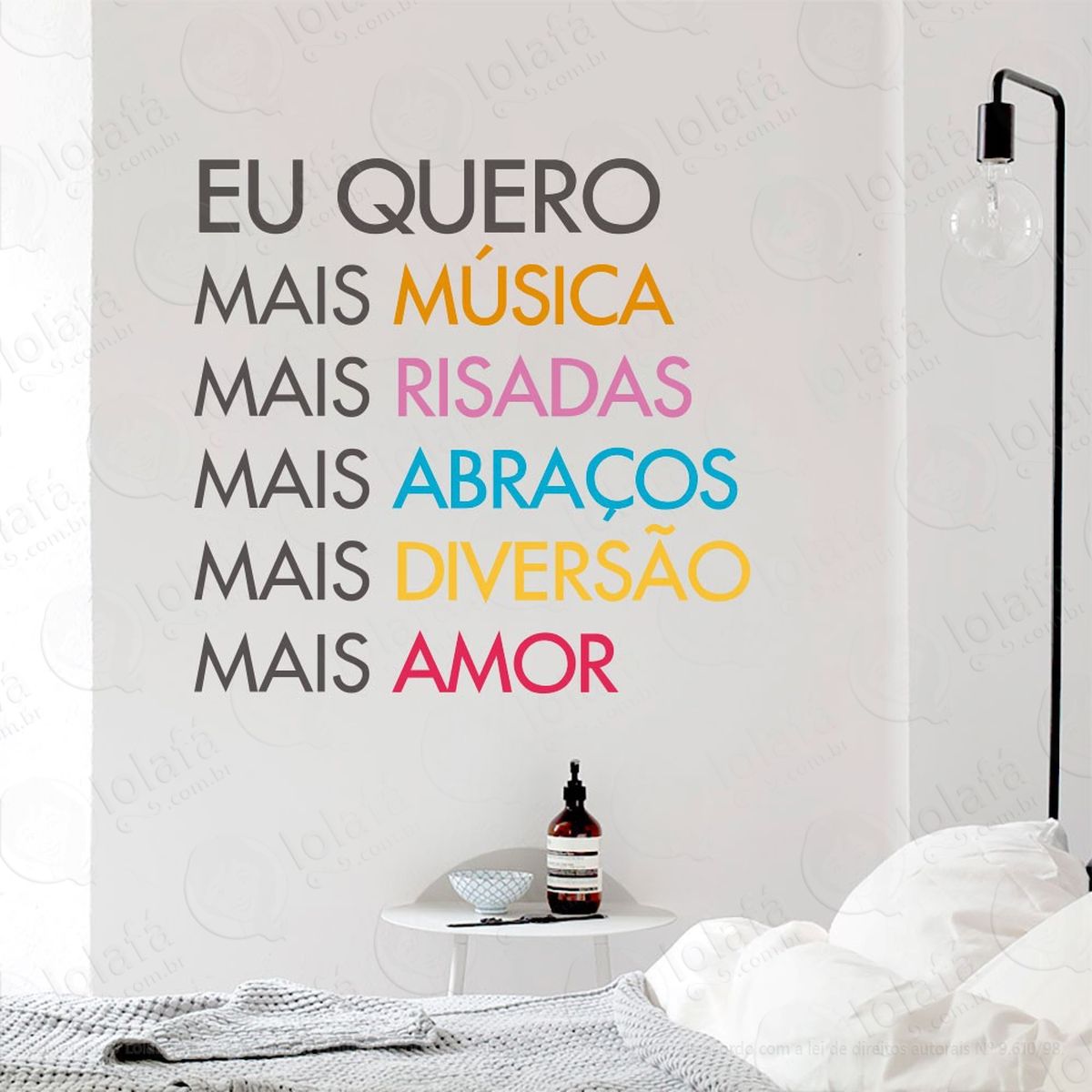 eu quero mais adesivo de parede frase personalizada para sala, quarto, porta e vidro - mod:100