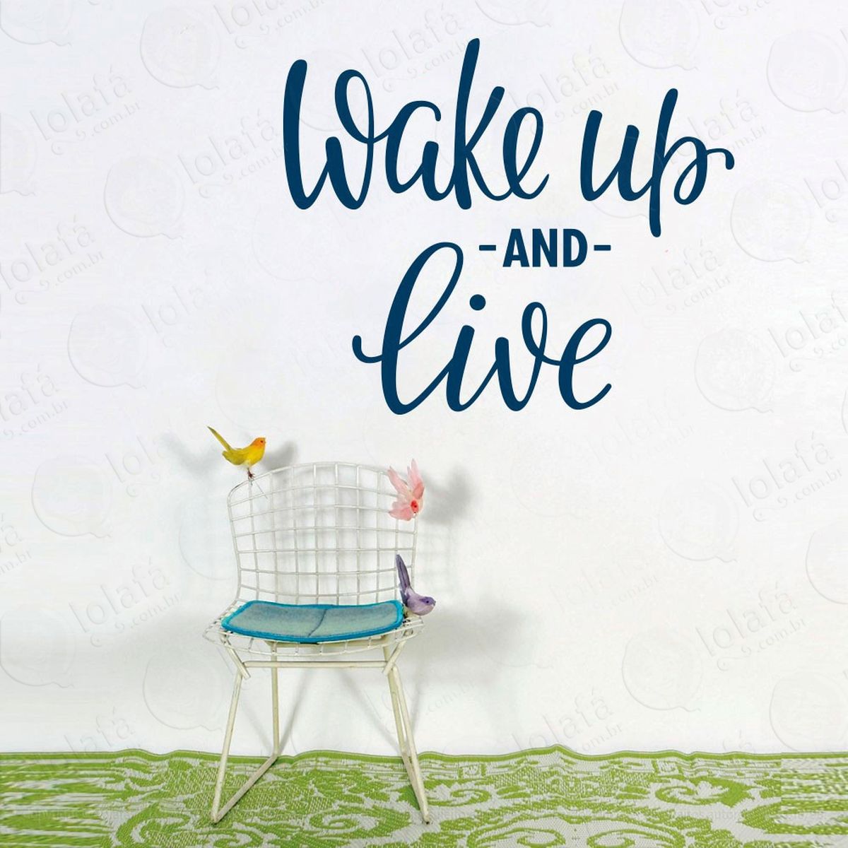 wake up and live adesivo de parede frase personalizada para sala, quarto, porta e vidro - mod:105