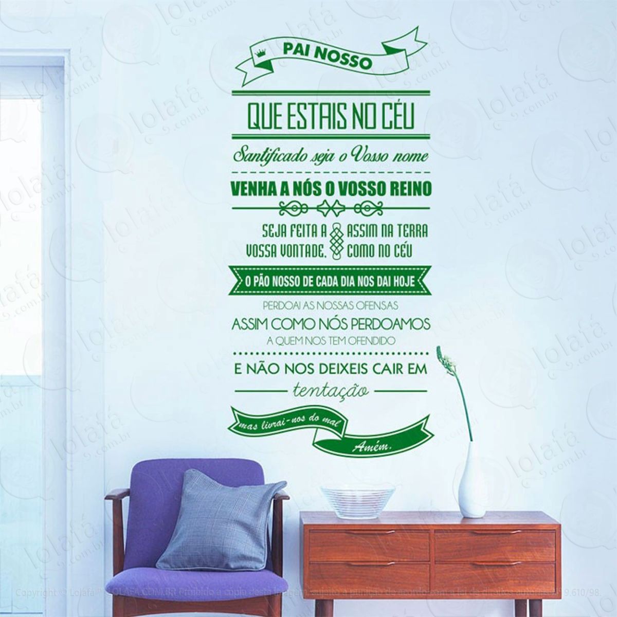 pai nosso adesivo de parede frase personalizada para sala, quarto, porta e vidro - mod:114