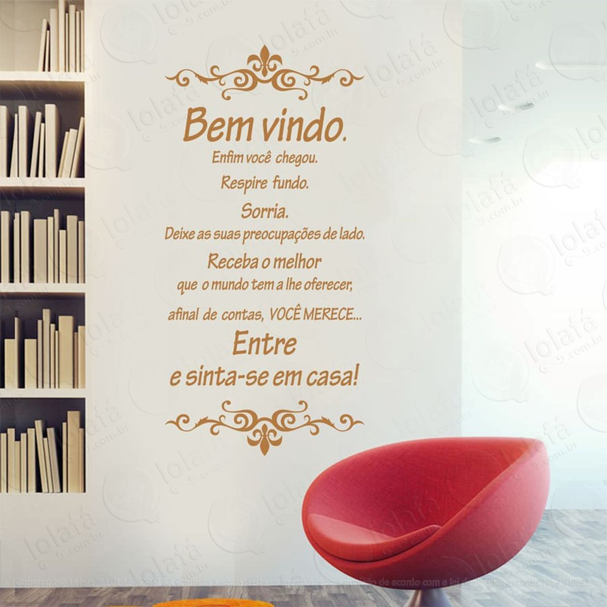 bem vindo adesivo de parede frase personalizada para sala, quarto, porta e vidro - mod:117