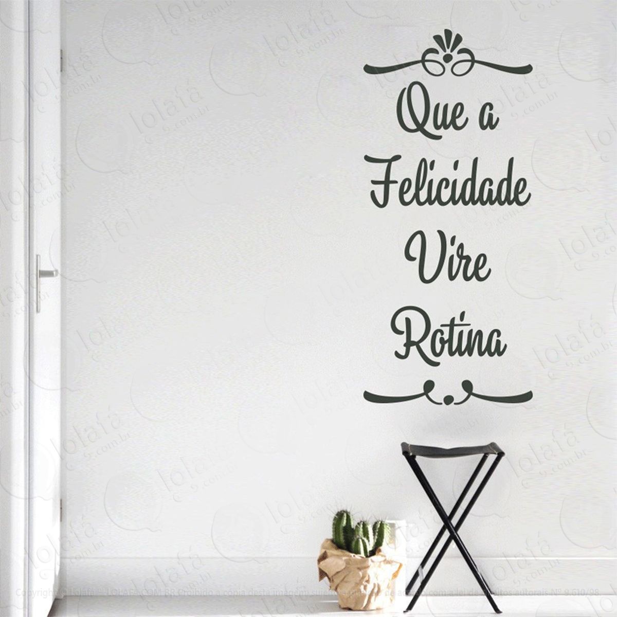 que a felicidade adesivo de parede frase personalizada para sala, quarto, porta e vidro - mod:118