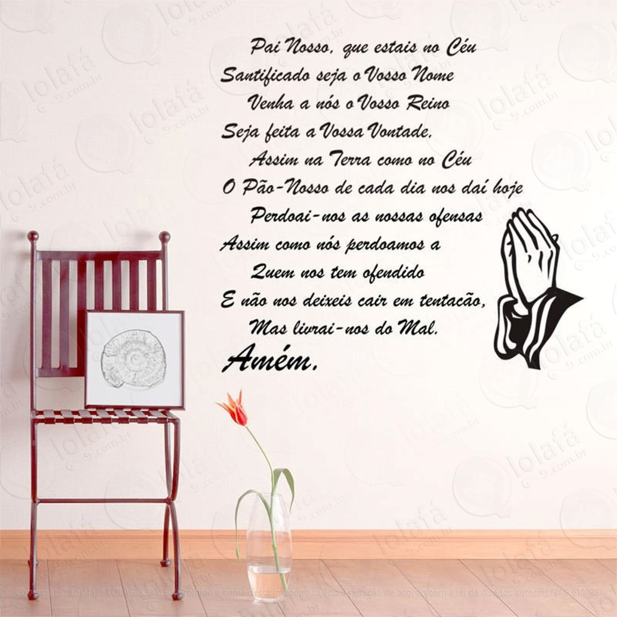 oração do pai nosso adesivo de parede frase personalizada para sala, quarto, porta e vidro - mod:122