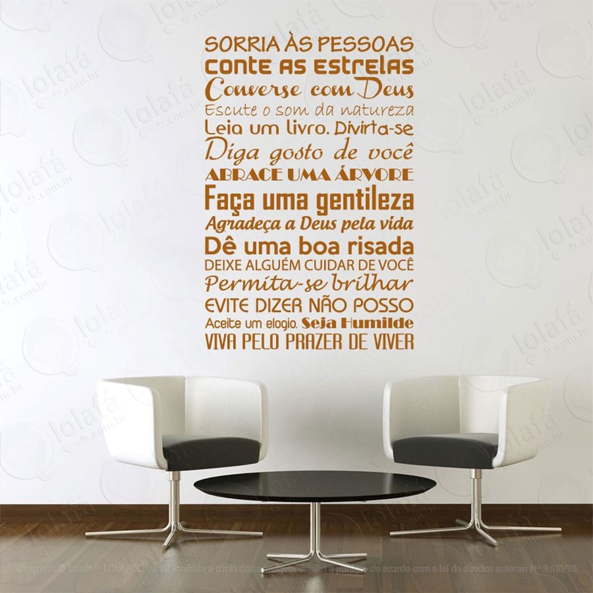 prazer de viver adesivo de parede frase personalizada para sala, quarto, porta e vidro - mod:123