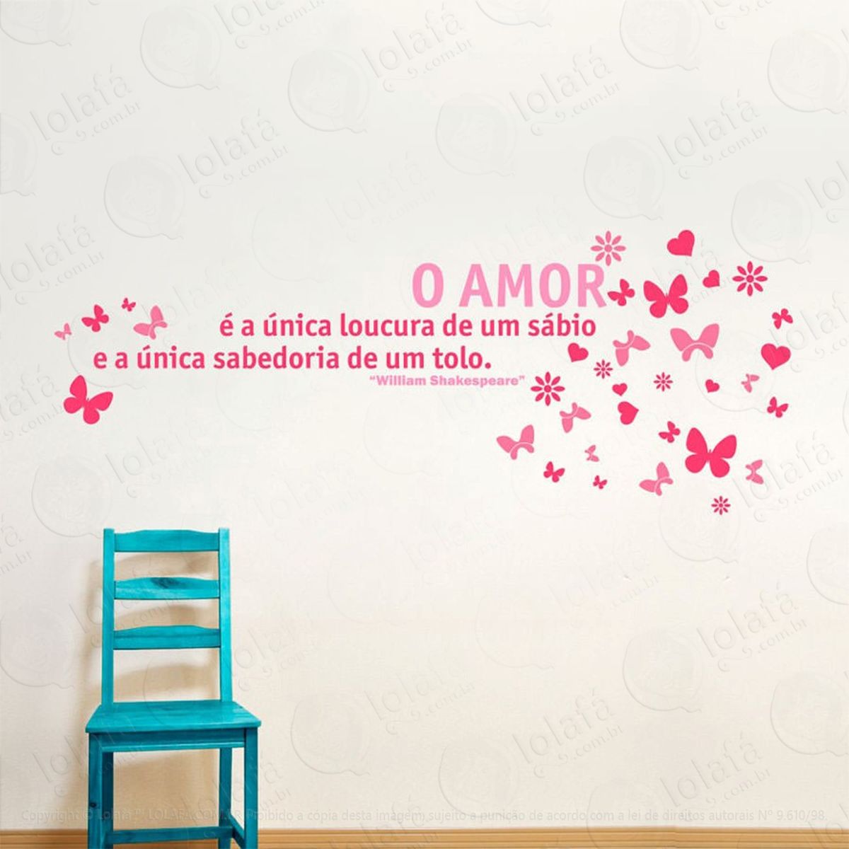 amor adesivo de parede frase personalizada para sala, quarto, porta e vidro - mod:126