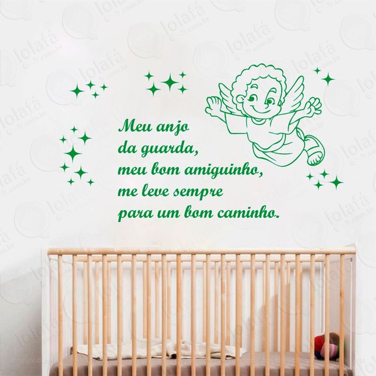 anjo da guarda adesivo de parede frase personalizada para sala, quarto, porta e vidro - mod:128