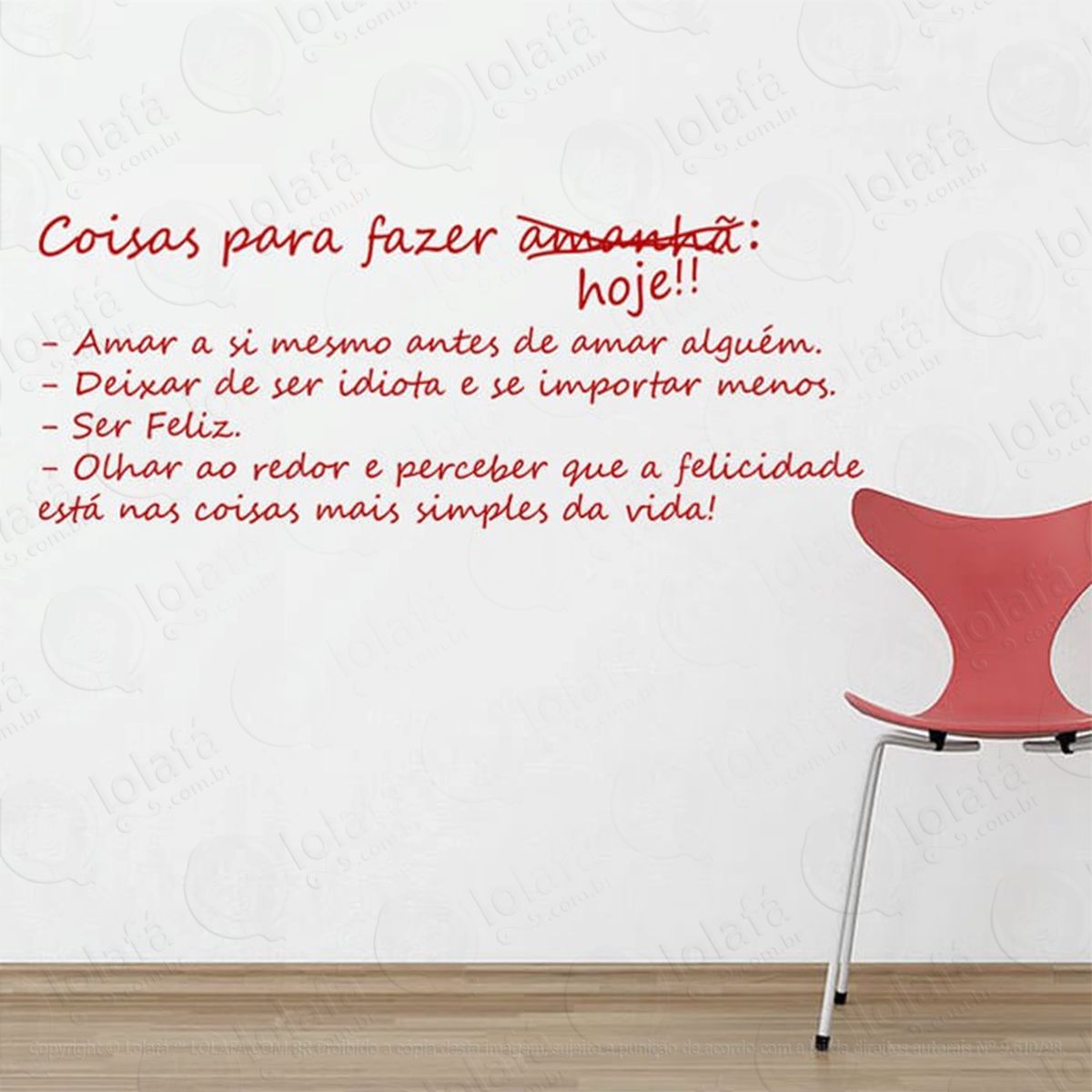 coisas para fazer hoje adesivo de parede frase personalizada para sala, quarto, porta e vidro - mod:132