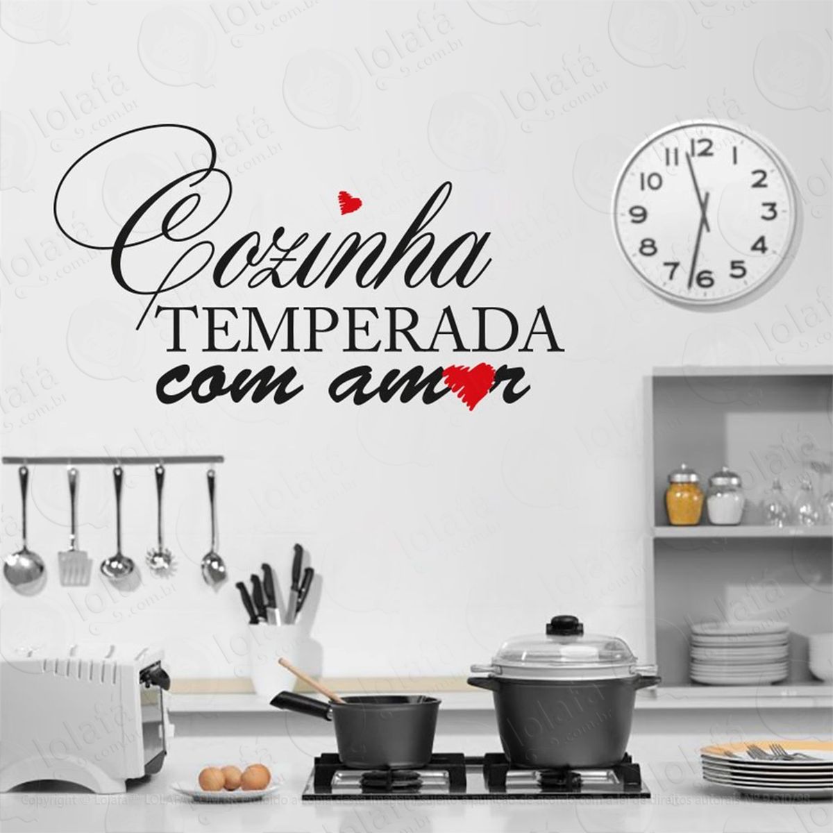 temperada com amor adesivo de parede frase personalizada para sala, quarto, porta e vidro - mod:142