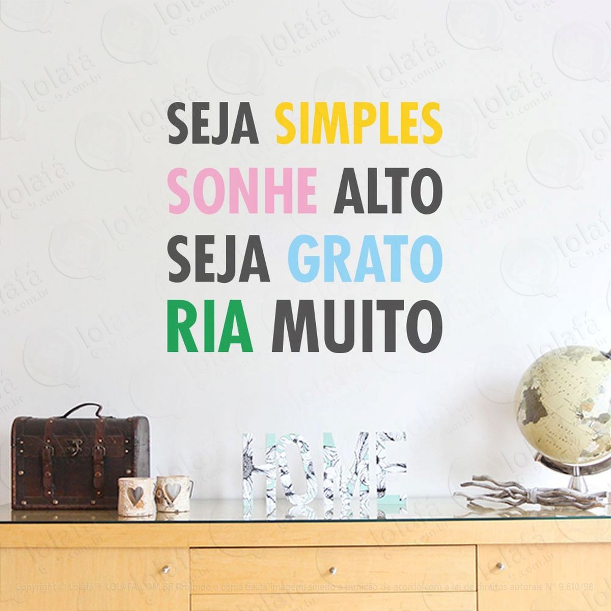 seja simples adesivo de parede frase personalizada para sala, quarto, porta e vidro - mod:145