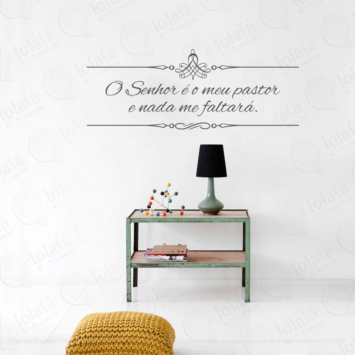 salmo 23:1 adesivo de parede frase personalizada para sala, quarto, porta e vidro - mod:148