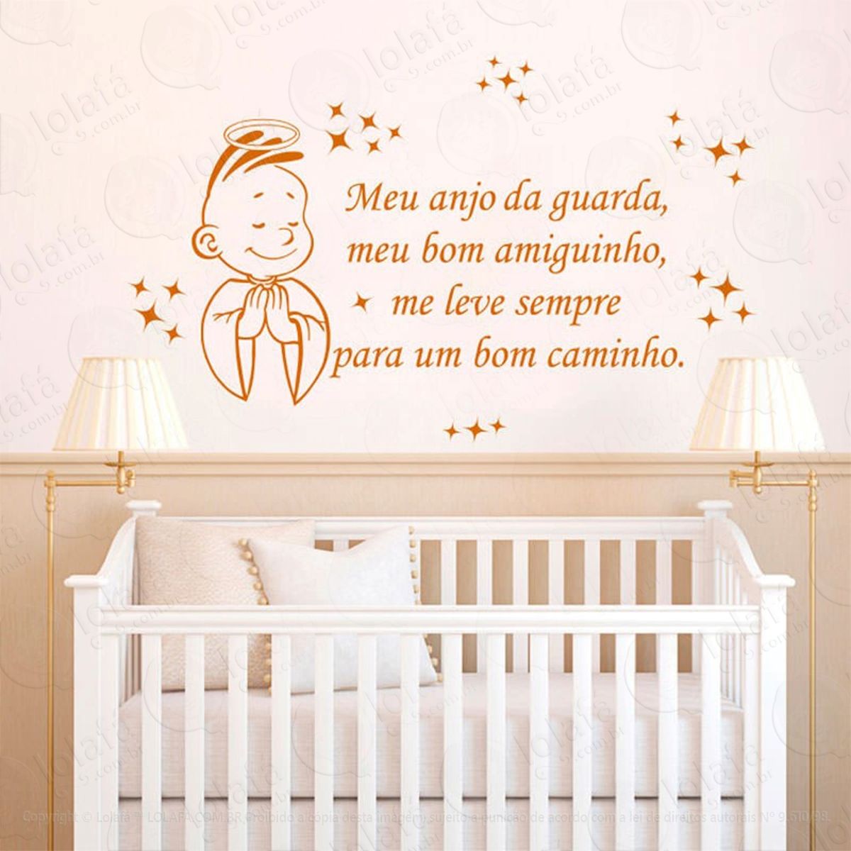 anjo da guarda adesivo de parede frase personalizada para sala, quarto, porta e vidro - mod:156