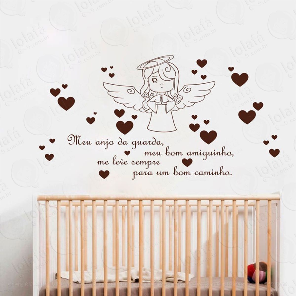 anjo da guarda adesivo de parede frase personalizada para sala, quarto, porta e vidro - mod:159