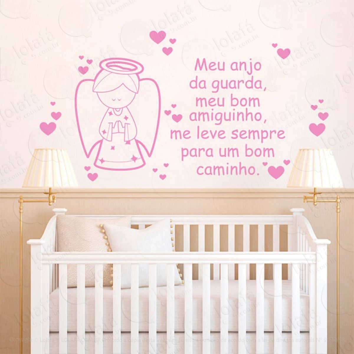 anjo da guarda adesivo de parede frase personalizada para sala, quarto, porta e vidro - mod:161