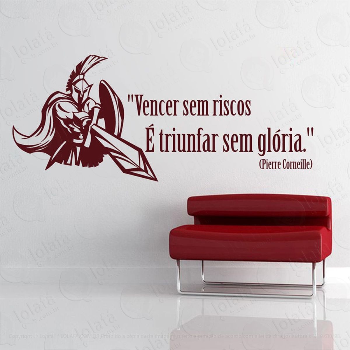 vencer sem riscos adesivo de parede frase personalizada para sala, quarto, porta e vidro - mod:173