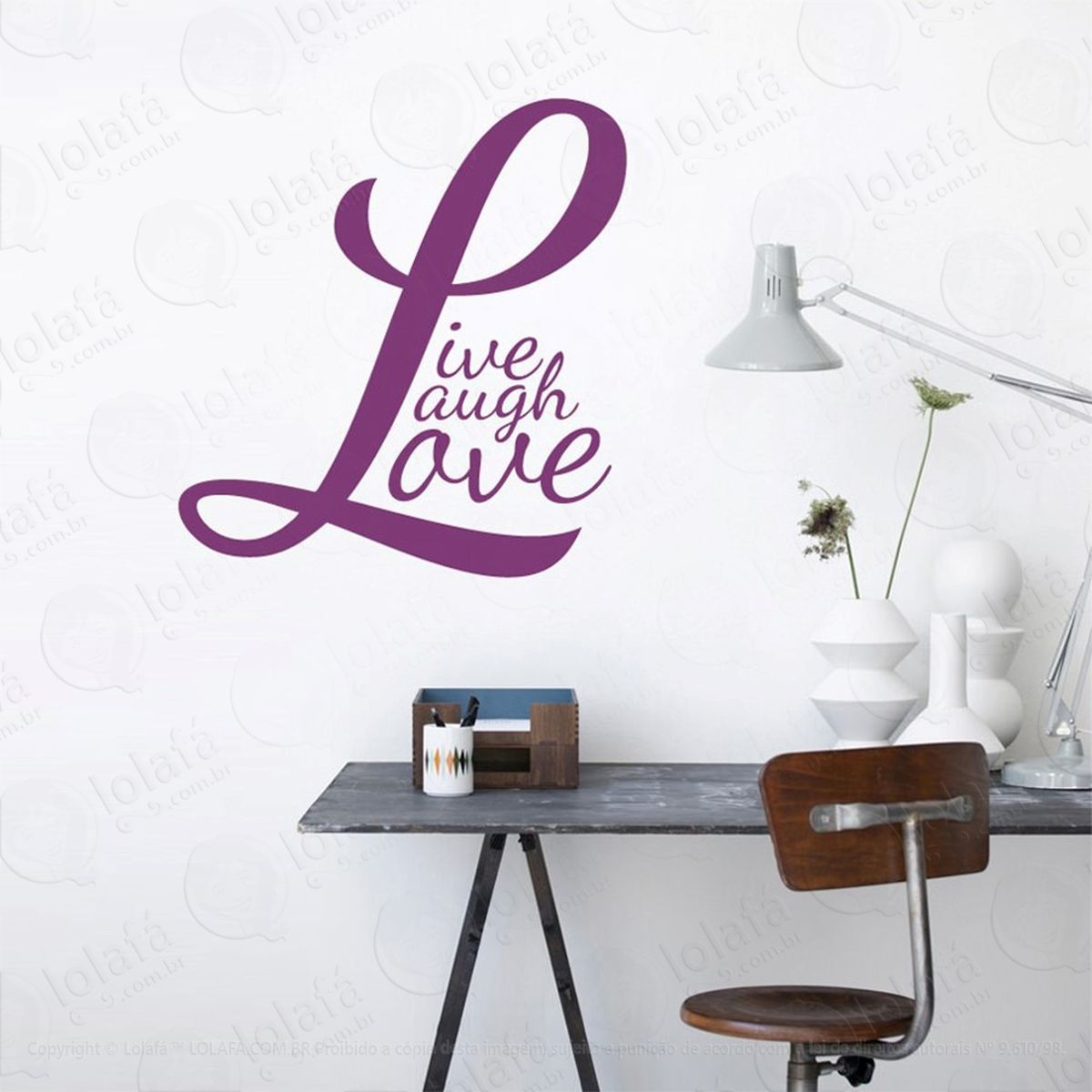 live, laugh, love adesivo de parede frase personalizada para sala, quarto, porta e vidro - mod:174