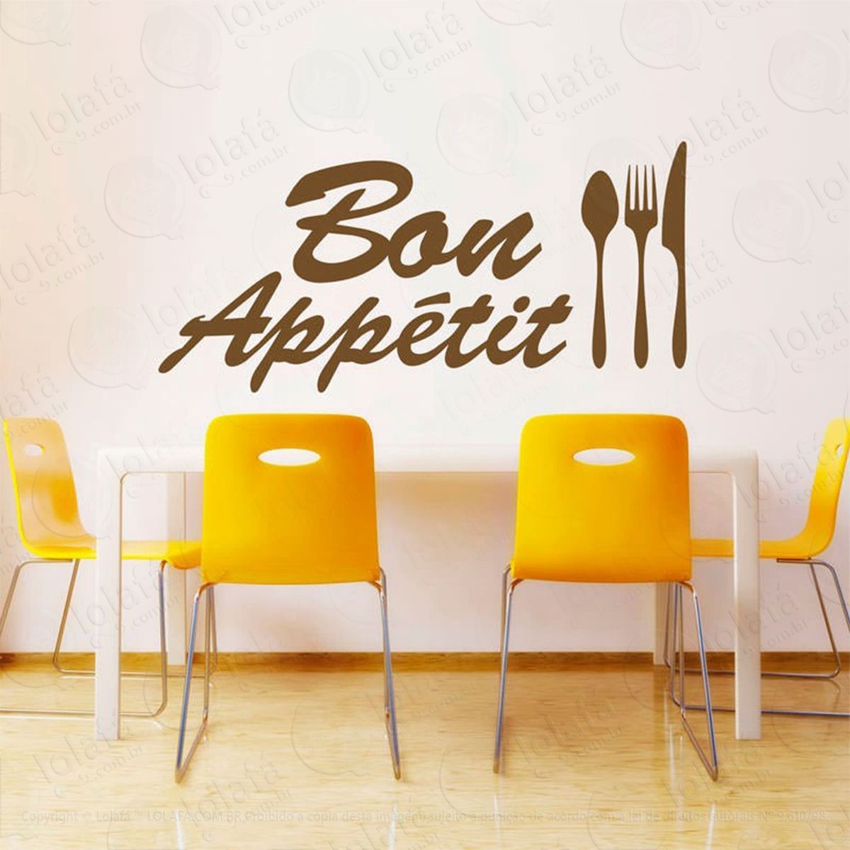 bon appétit adesivo de parede frase personalizada para sala, quarto, porta e vidro - mod:180