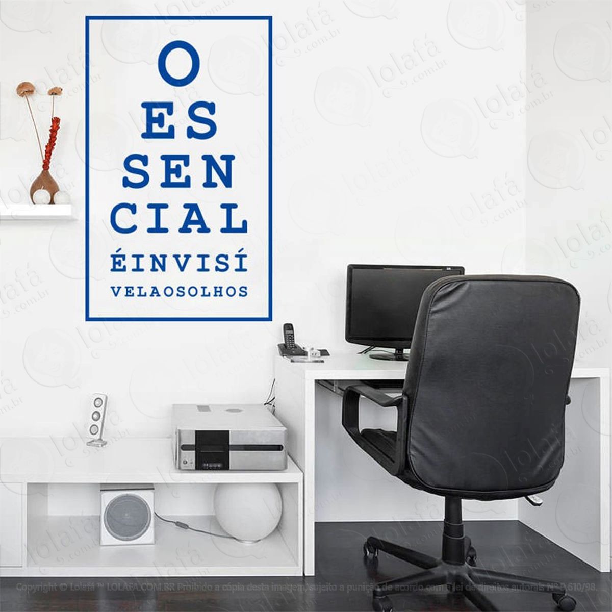 essencial adesivo de parede frase personalizada para sala, quarto, porta e vidro - mod:181