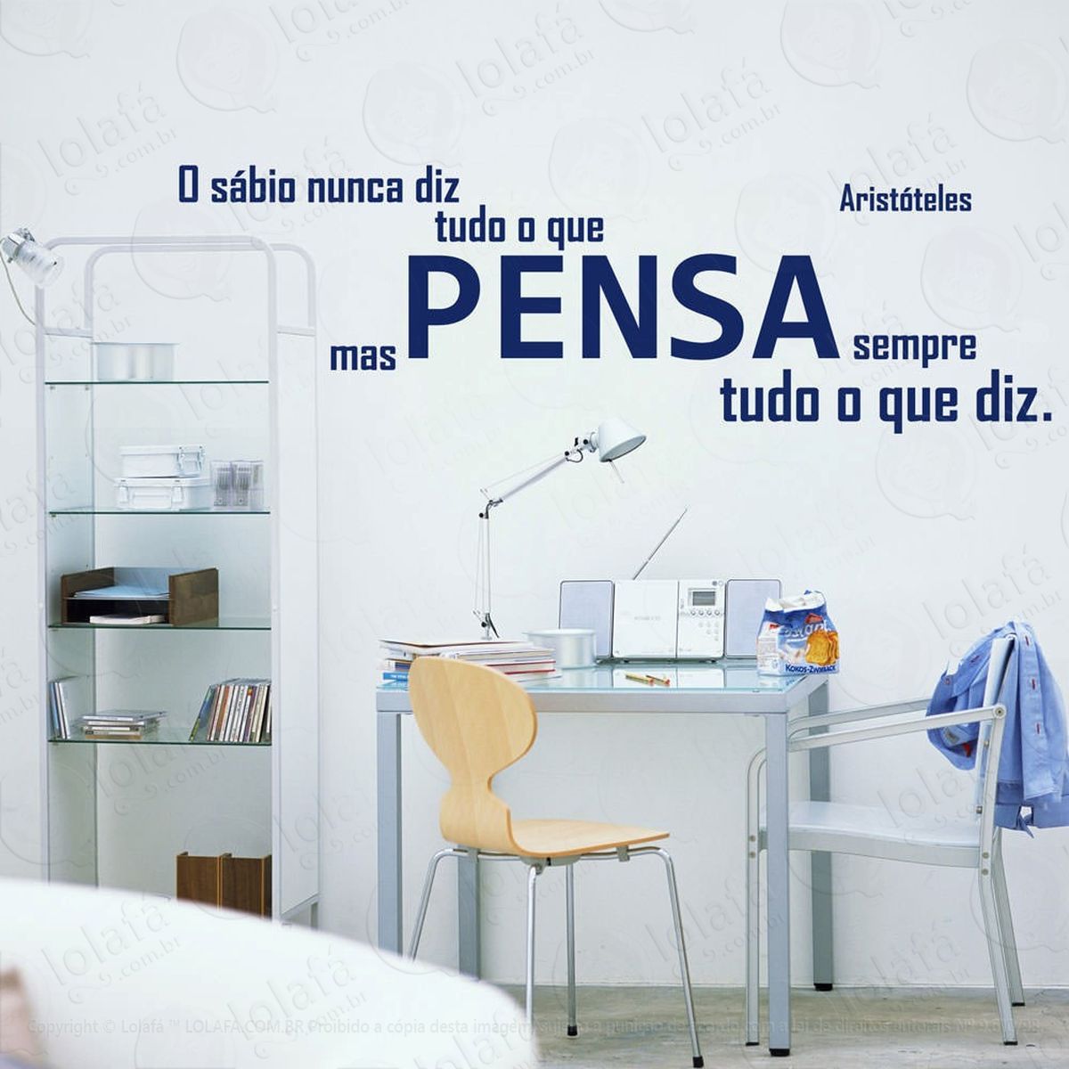 o sábio nunca adesivo de parede frase personalizada para sala, quarto, porta e vidro - mod:184