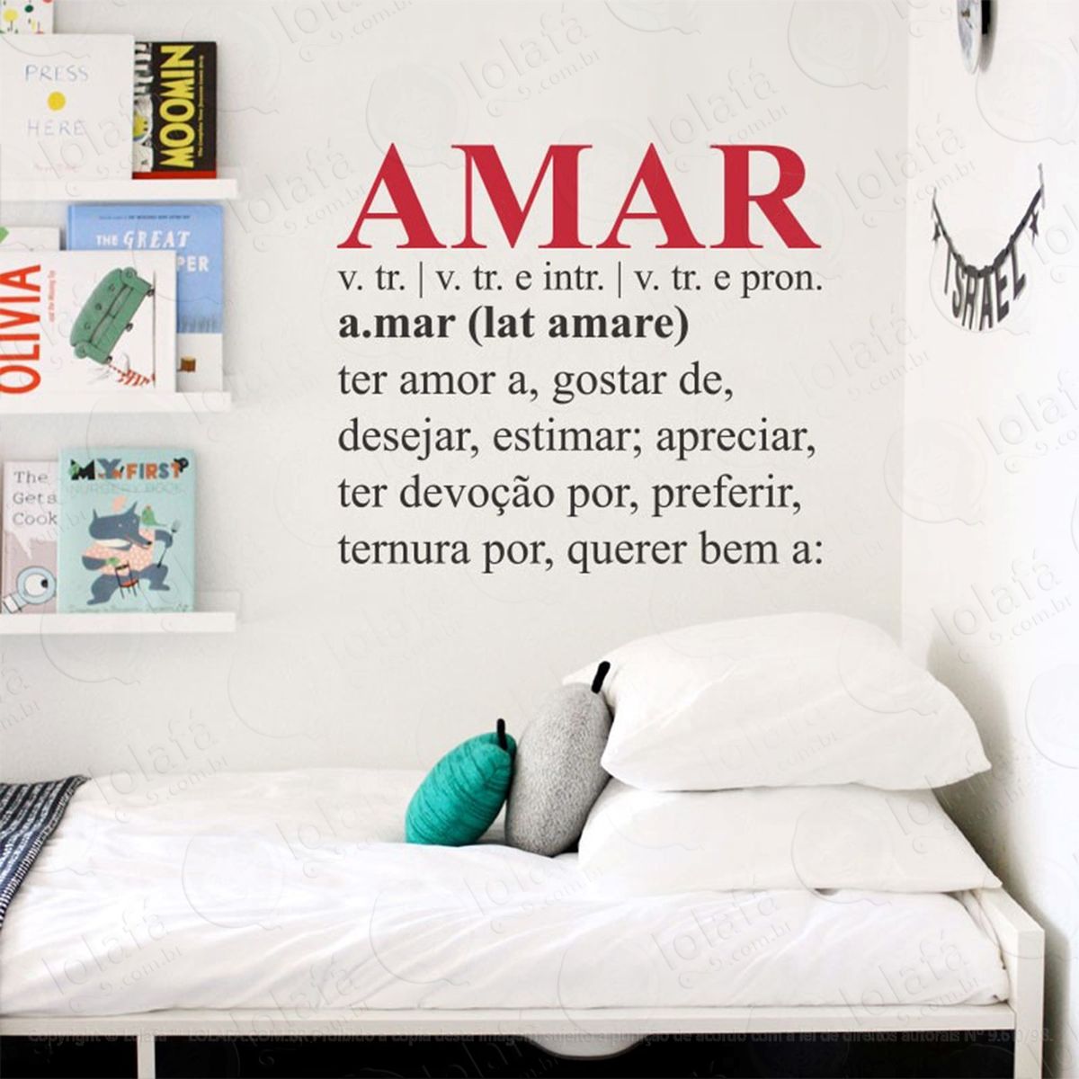 amar adesivo de parede frase personalizada para sala, quarto, porta e vidro - mod:185