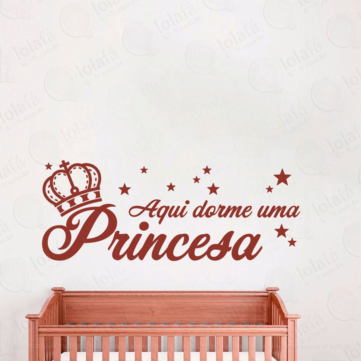 aqui dorme uma princesa adesivo de parede frase personalizada para sala, quarto, porta e vidro - mod:186