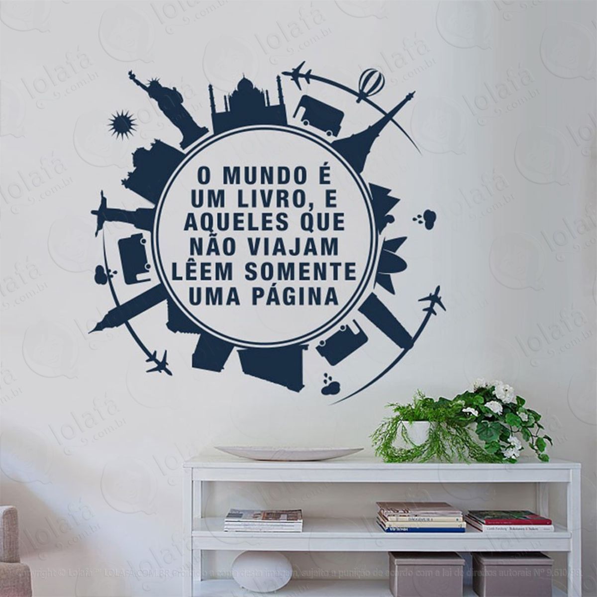 o mundo É um livro adesivo de parede frase personalizada para sala, quarto, porta e vidro - mod:187