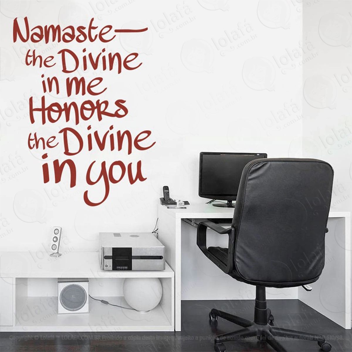 namaste adesivo de parede frase personalizada para sala, quarto, porta e vidro - mod:188