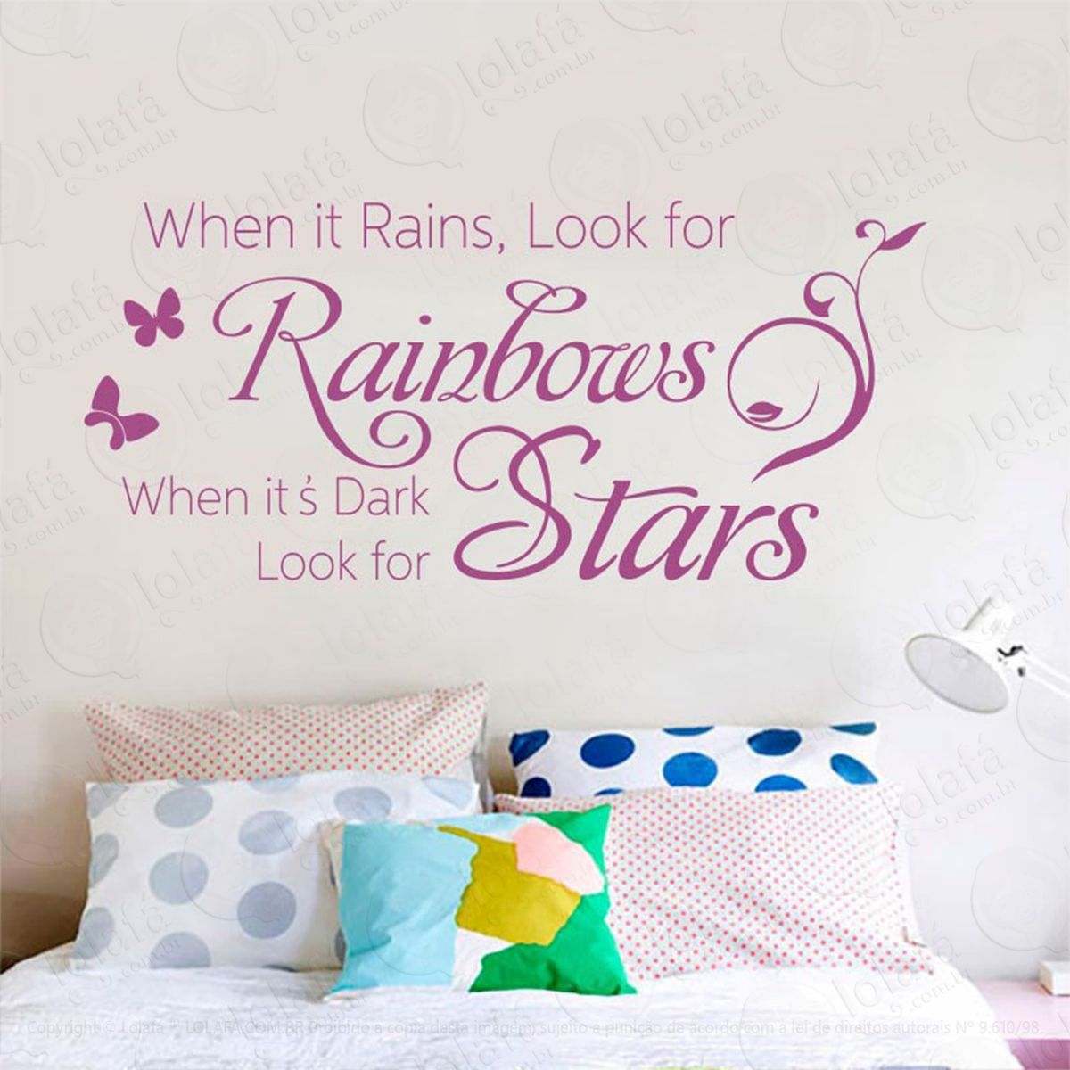 when it rains, look adesivo de parede frase personalizada para sala, quarto, porta e vidro - mod:191