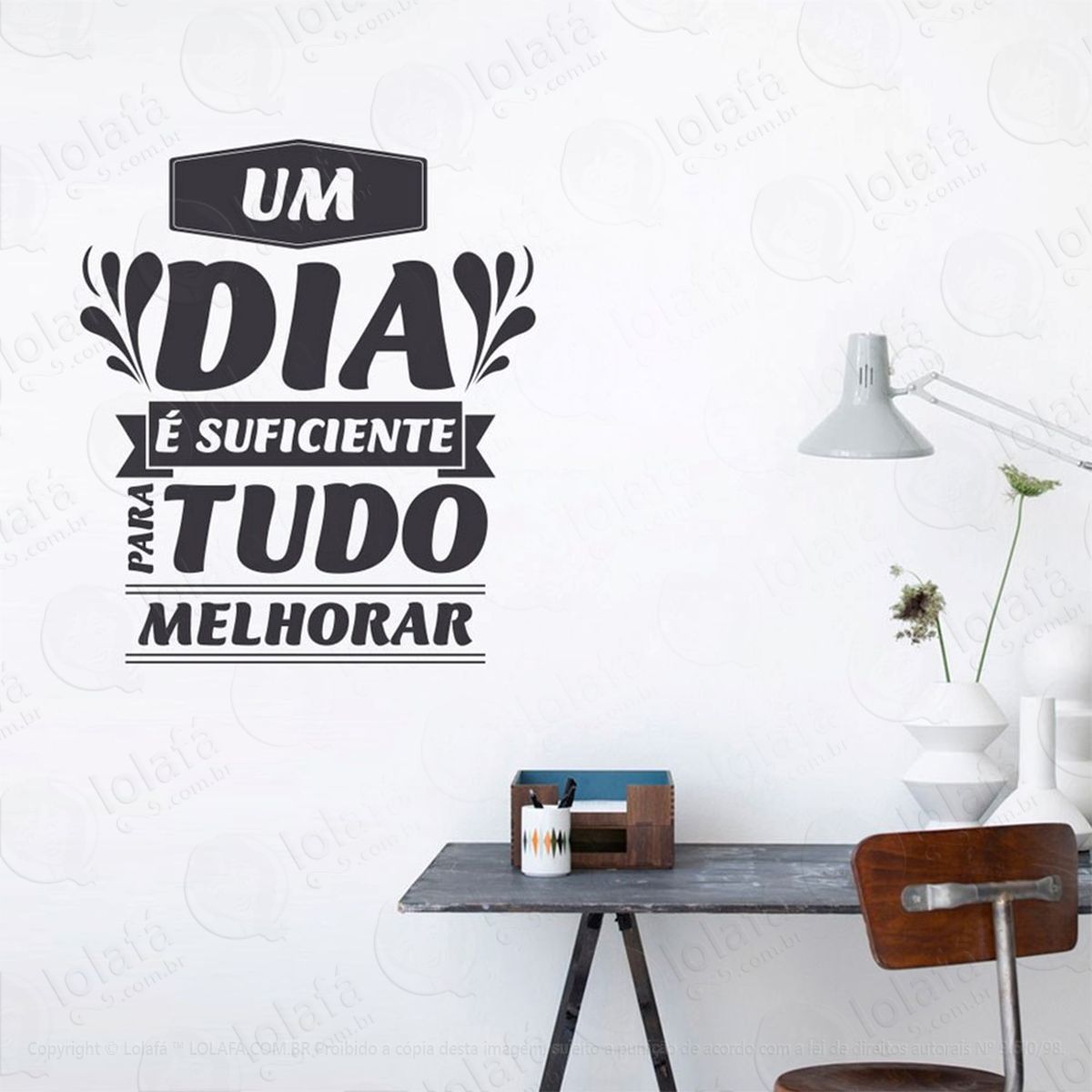 um dia É suficiente adesivo de parede frase personalizada para sala, quarto, porta e vidro - mod:192