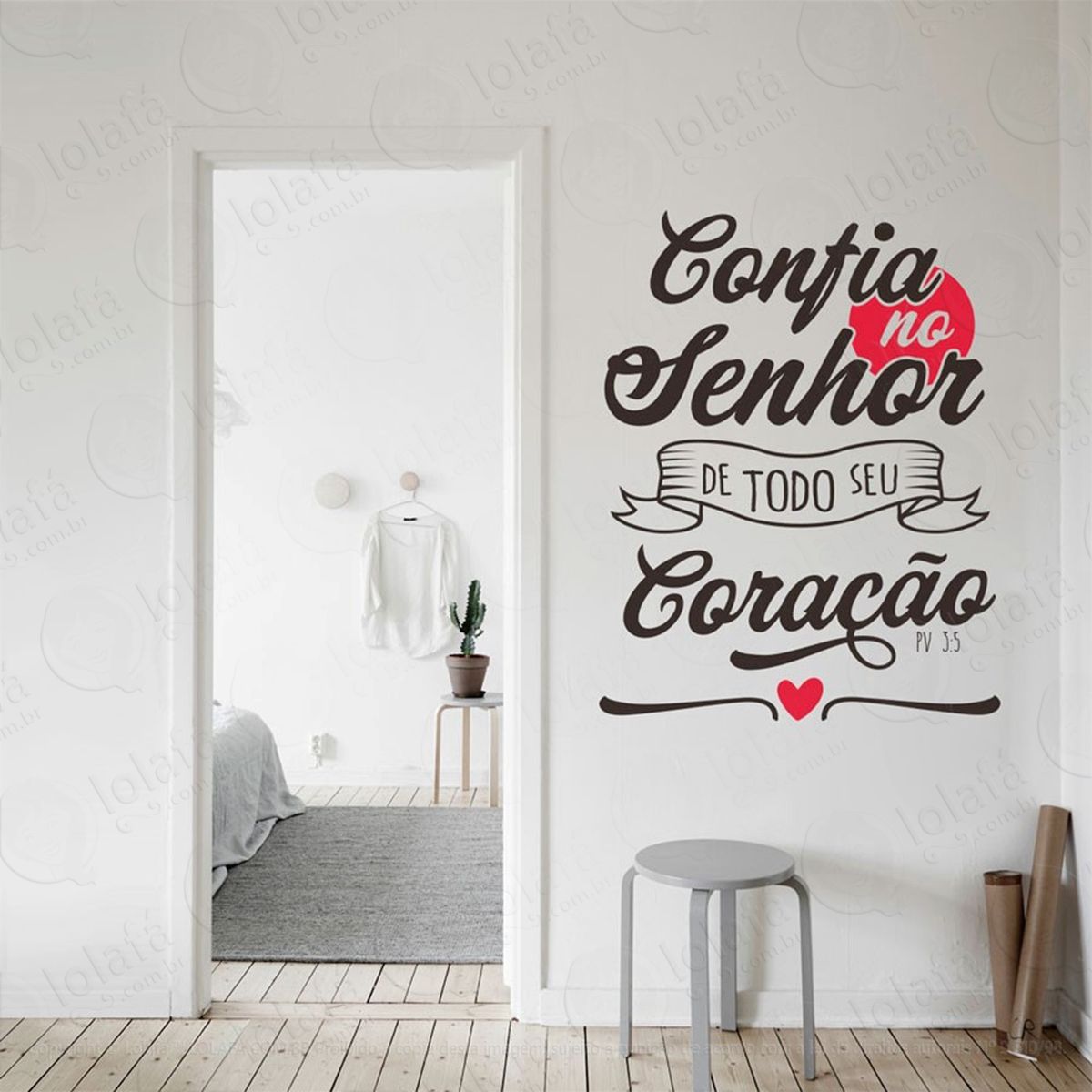 confia no senhor adesivo de parede frase personalizada para sala, quarto, porta e vidro - mod:193