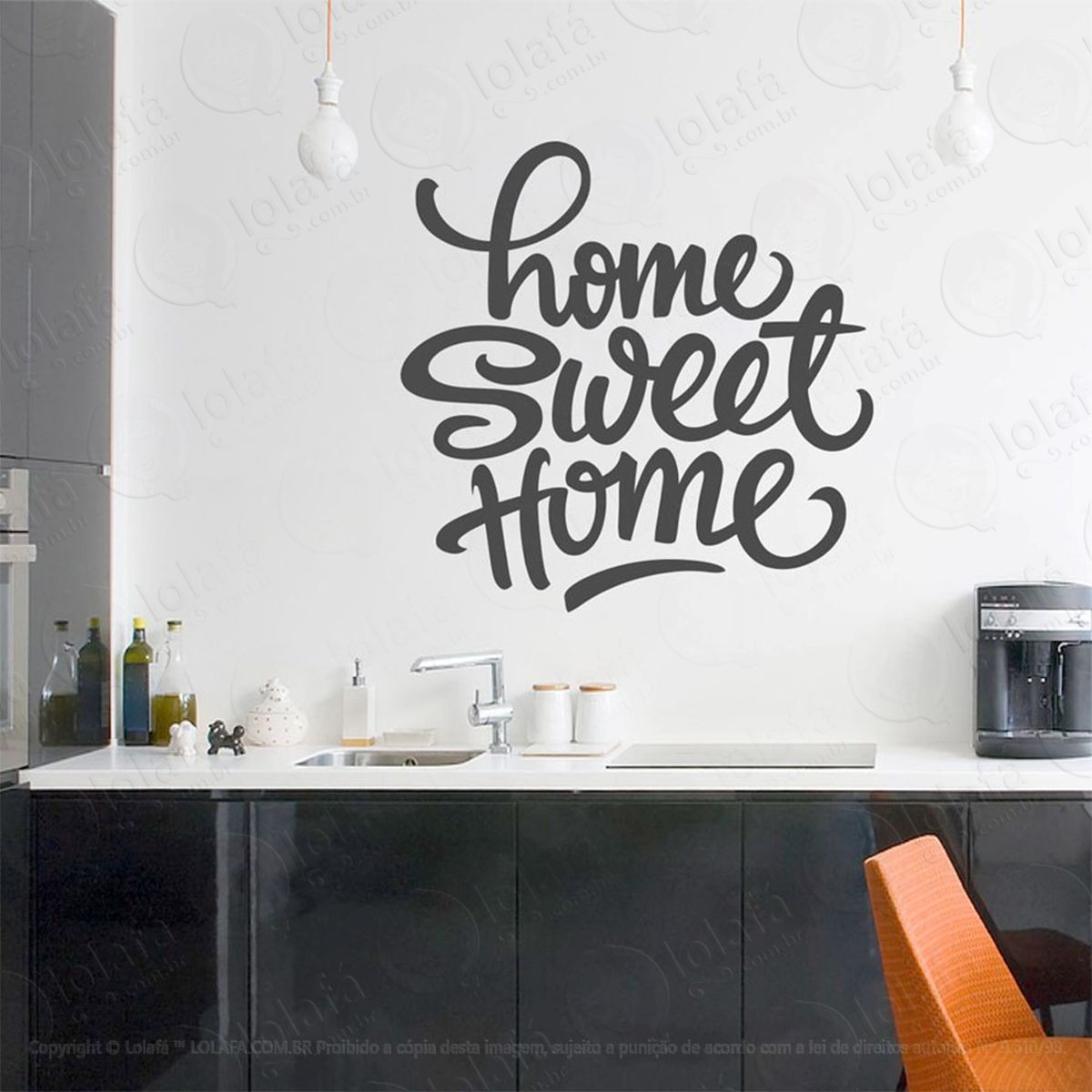 sweet home adesivo de parede frase personalizada para sala, quarto, porta e vidro - mod:202