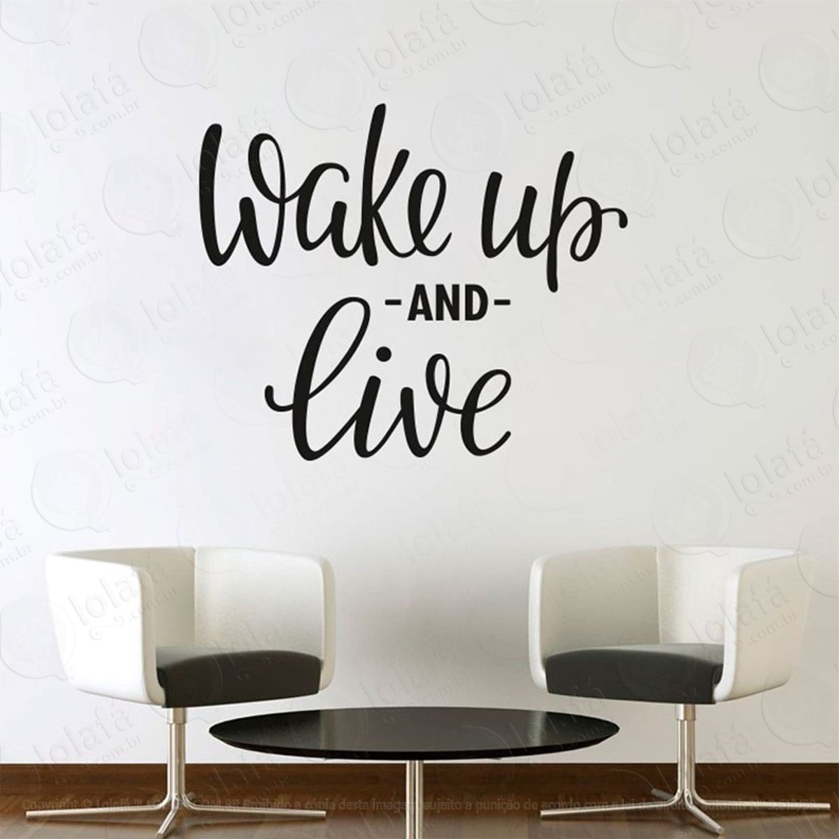 wake up and live adesivo de parede frase personalizada para sala, quarto, porta e vidro - mod:208