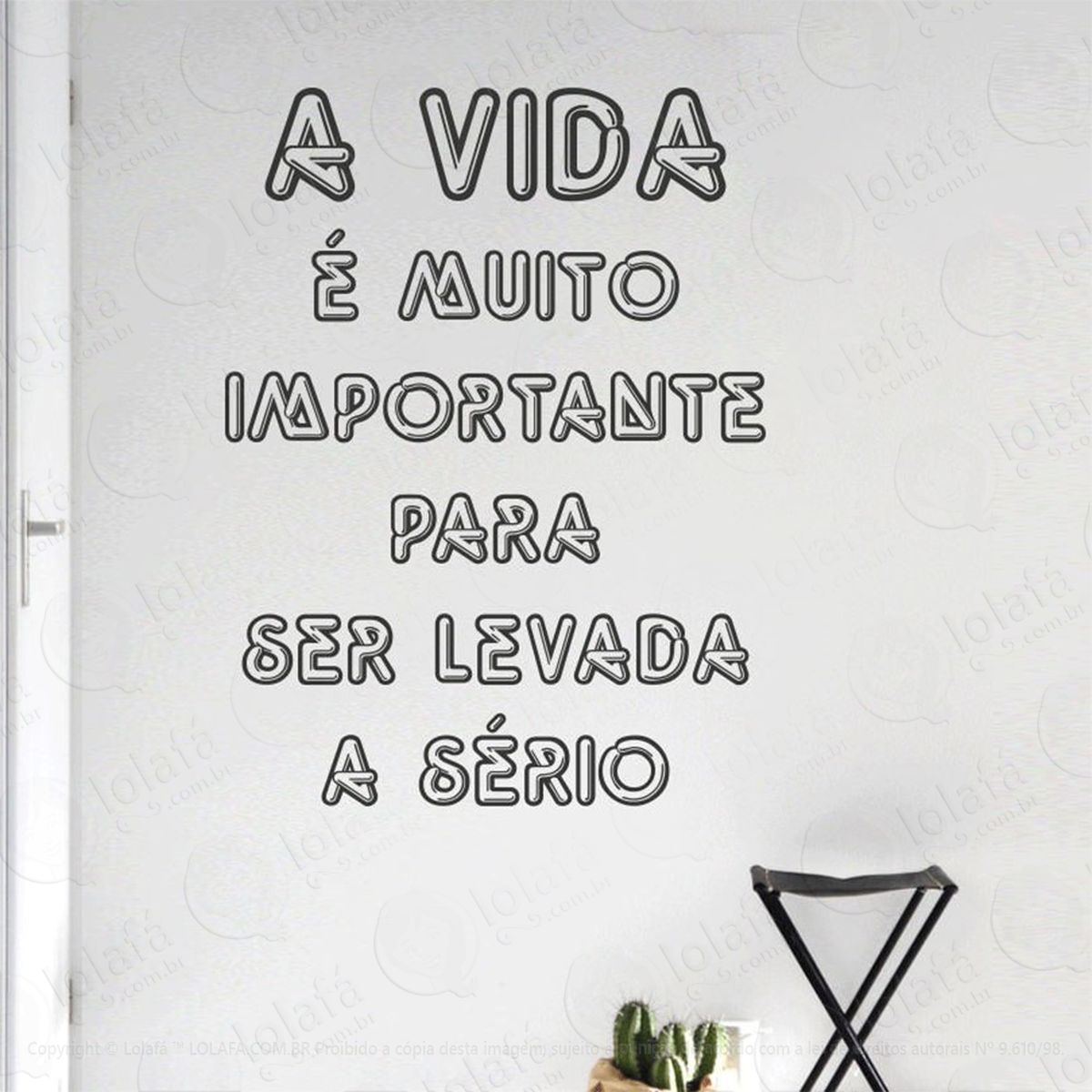 a vida É adesivo de parede frase personalizada para sala, quarto, porta e vidro - mod:211